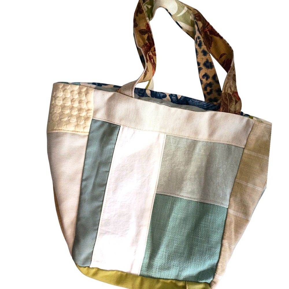 Handmade Patchwork Textile Tote Bag Multicolor Floral Ikat Leopard Boho Large